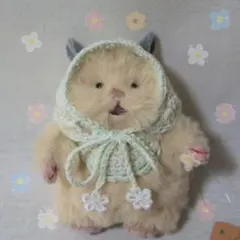 おにぎり様 はむにぎり ぬい服 お花のバブーシュカ＋スタイ ピンク グリーンのサムネイル