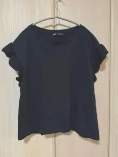 ZARA♡ブラック♡フリル袖ノースリーブTシャツ