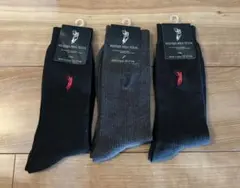 学生　スクールソックス　靴下　ポロ　ソックス　黒　赤 3足セット❁.*・゜
