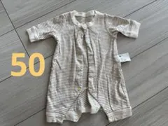 UNIQLO BABY ロンパース ボーダー 50cm 綿100%のサムネイル
