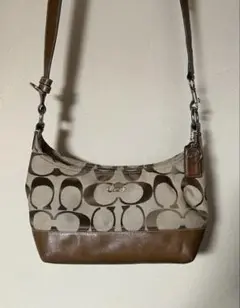 COACH コーチ　シグネチャー　ショルダーバッグ　ベージュ　茶系　17491