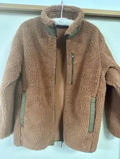 ブラウン フリースジャケット ジップアップ