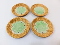 944-52 バッチャン焼き　コースター 4枚セット ベトナム ラタン 陶器