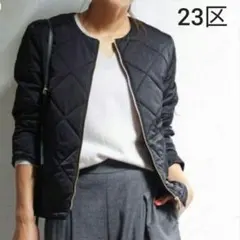 ノーカラーキルティングジャケット