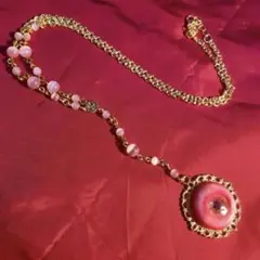 飾り枠の目玉のネックレス（ゴールド/天然石）