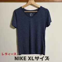 ♦︎美品 NIKE ナイキ レディース Tシャツ ボーダー柄 ネイビー XLサイズのサムネイル