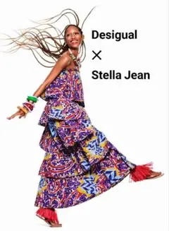 美品 22SS デシグアル×ステラジーン コラボ ティアードベアトップワンピース