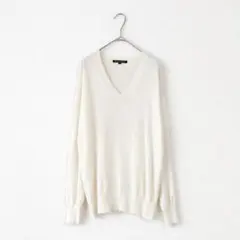23区／春用 薄手／ウール100％／Vネックニット／オフホワイト／40 Ｌ