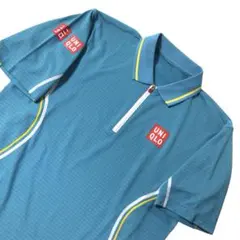 レア UNIQLO 錦織圭モデル ポロシャツ 半袖 青 S メンズ 美品