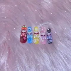 量産型 カラフル ハート ネイルチップ リボン ガーリー キャラクター 10本