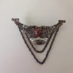 ブローチ　鎖　パール