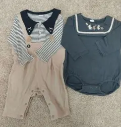 コトリ cottoli グレーの動物刺繍ロンパース 木馬刺繍ロンパース80cm