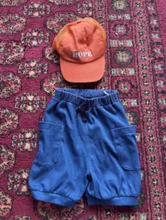 青いパンツとオレンジHOPEキャップセット