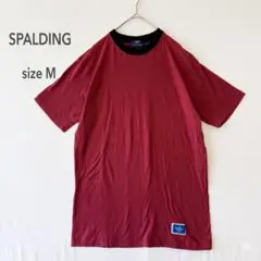 SPALDING トリムTシャツ M バーガンディ 半袖 カットソー　メンズのサムネイル