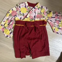 ベビー用 着物風ロンパース 袴風 和柄