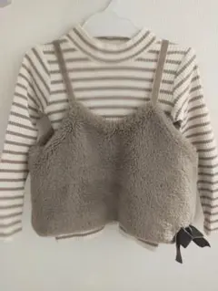 ボアベスト付きボーダートップス