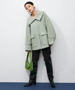 ADAM ET ROPE メルトン ショート コート FAbRICA カシミヤ混