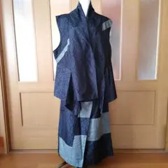 和柄　着物　リメイク　セットアップ　スカート　ベスト　匿名配送