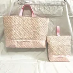 レッスンバッグ靴袋 2点(キルティング)女の子小花柄入園入学セットno 22