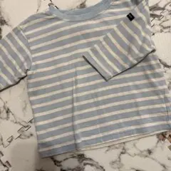水色と白のストライプ 長袖Tシャツ 80センチ
