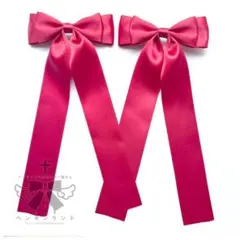 シンプルロングリボン　ヘアクリップ 2個セット　ペンギンランド