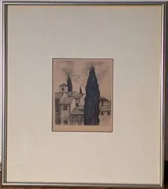 森本草介、「未来」、希少な画集の額装画、オーダーマット付・日本製