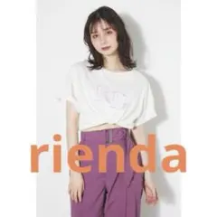 rienda RDT-SH 刺繍ロゴTシャツ ピンク×ホワイト Fサイズ 半袖のサムネイル