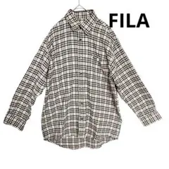 FILA フィラ チェック長袖シャツ Mサイズ ベージュ　ライトアウター　秋のサムネイル