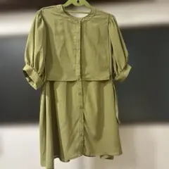オリーブグリーン 五分袖チュニック