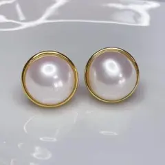 本真珠★天然無染色ホワイトマベパール♡ピアス♡S925
