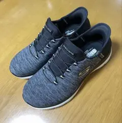 SKECHERS Slip-Ins グレー ブラックスニーカー　(23.5cm)