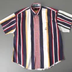 90s CHAPS ラルフローレン　マルチカラーストライプ ボタンダウンシャツ