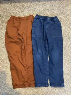 ユニクロキッズ　暖パン ブラウン・デニム ロングパンツ 2点セット