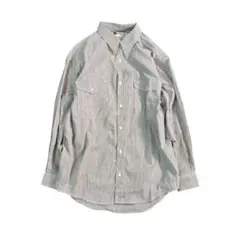 7BS2 ストライプ　長袖シャツ　コットン　モノトーン　古着used