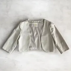 ノーカラー ボレロ ジャケット 七分袖 ベージュのサムネイル