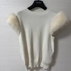 セルフォード　定番ファー袖ニット　アイボリー36