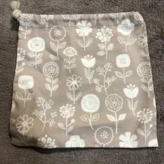 花柄 巾着袋 ベージュ