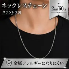 ステンレス　ネックレス　 ボックス　チェーン　のみ　2㎜　60㎝