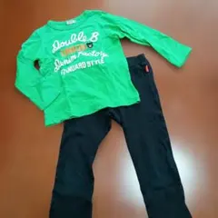 Double B グリーン 長袖カットソー、長ズボンセット120