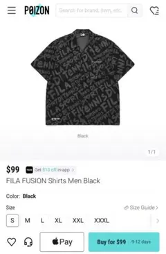 FILA FUSION Shirts Men Black サイズS