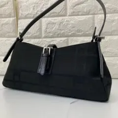 ICB✨アクセサリーポーチ　ワンショルダー　レザー×キャンバス　チェック　金具のサムネイル