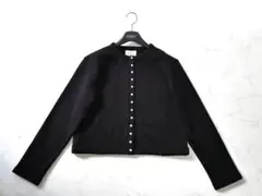 agnes b. アニエスベー カーディガン プレッション 裏起毛 ブラック 1