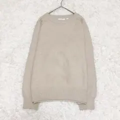 ニコアンド 長袖ニット(L) ベージュ クルーネック ストレッチ ゆったり