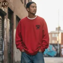 00sNIKEナイキ刺繍ロゴスウェット風ロンTMCM LXXIIレッドy2k古着