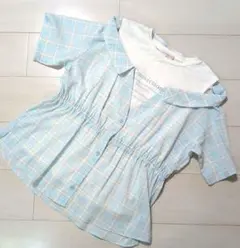 VIVIAN BLUE チェック柄レイヤード風シャツ 150