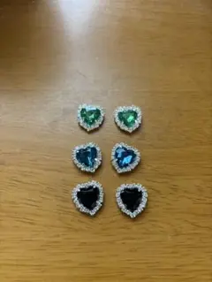 ハート型ラインストーンネイルパーツ6個セット