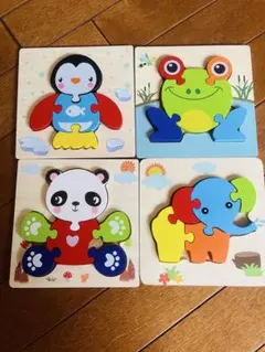 木製動物型パズル 4ピース