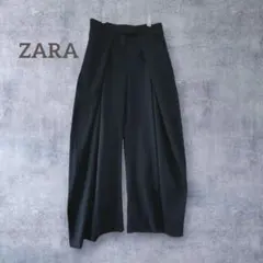 【ザラ】ワイドパンツ 黒 ストライプ M メンズ タック入 スラックス
