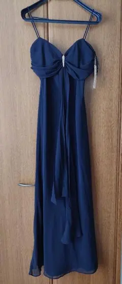 ビジュー付き ロングドレス ブラック Lサイズ