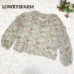a1811【ローリーズファーム】長袖ブラウス 花柄 透け感 丸襟 ガーリー M